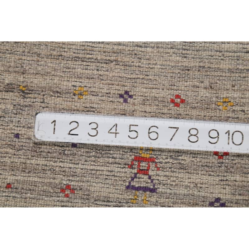 Striped Gabbeh Square Area Rug Hand-Knotted Wool Carpet - 9'10"x 9'8"