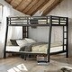 preview thumbnail 2 of 9, Black Bunk Bed With Under Bed Storage and 2 Side Ladder,Full XL over Queen for Home