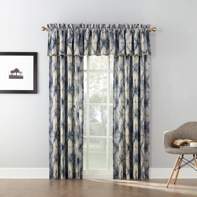 No. 918 Keaton Geometric Watercolor Room Darkening Rod Pocket 1-Piece Curtain Valance - 54" x 18"