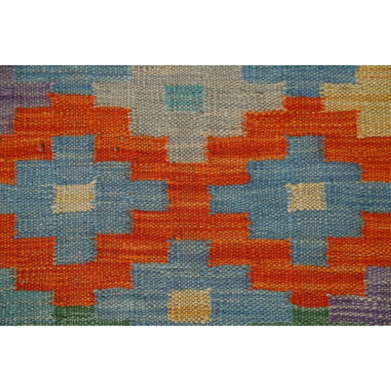 Reversible Kilim Accent Rug Hand-Woven Geometric Wool Carpet - 3'6"x 5'1"