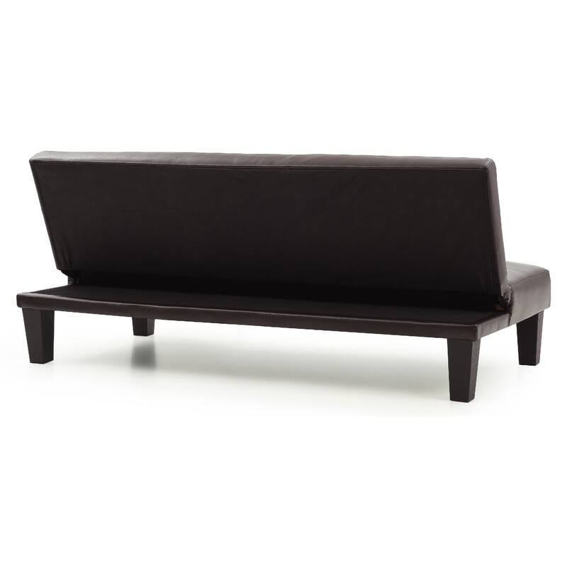 Faux Leather Tufted Straight Armless Sofa - 67" - Dark Brown