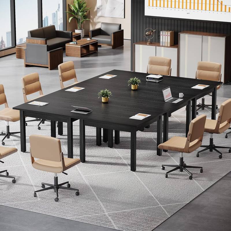 Square Conference Table with Solid Wood Legs Small Meeting Table for Conference/Seminar Room Boardroom