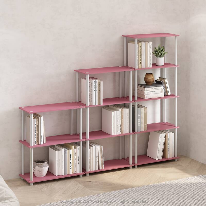 23.6 in. Tall White Wood 3-Shelf Bookcase