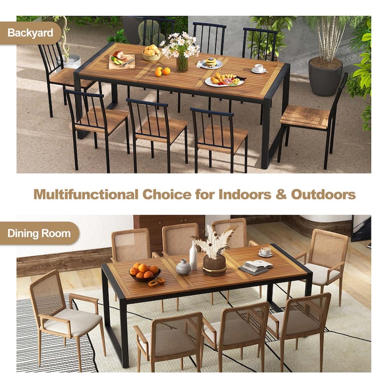 Costway 79" Acacia Wood 8-Person Patio Table with 1.9" Umbrella Hole, - See Details
