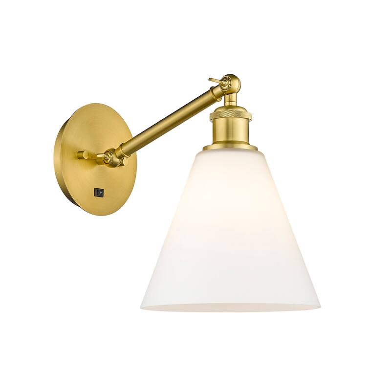 Innovations Lighting 317-1W-14-8 Berkshire Sconce Berkshire 14" Tall - Satin Gold / Matte White