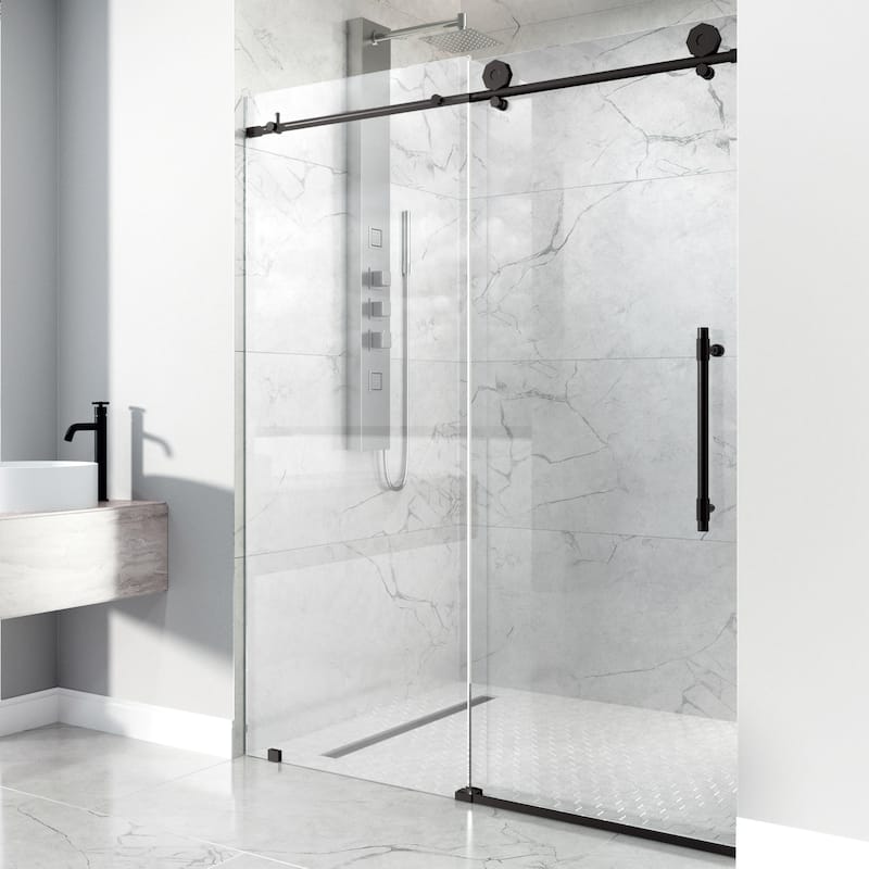 VIGO Elan Hart Frameless Sliding Shower Door - 56" to 60" W x 76" H - Matte Black