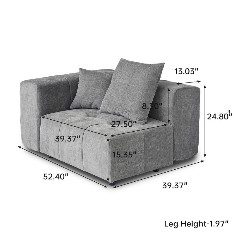 Extra Large U Shaped Linen Modular Sectional Couch with Ottoman for Living Room