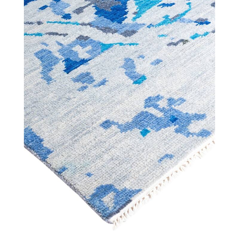 Modern One-of-a-Kind Handmade Area Rug - Blue, 7' 10" x 10' 2" - 7' 10" x 10' 2"