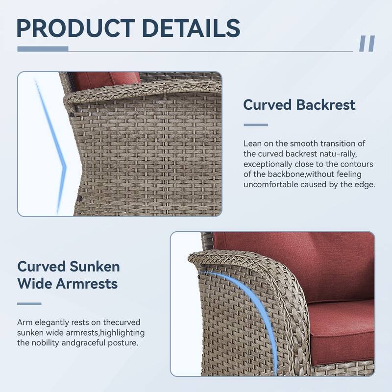 Gymojoy Patio Furniture Set PE Wicker Rocking Chairs & Side Table