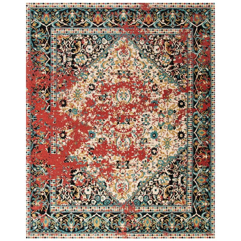 SAFAVIEH Classic Vintage Boho Gaenor Oriental Cotton Rug - 8' x 10' - Red/Charcoal