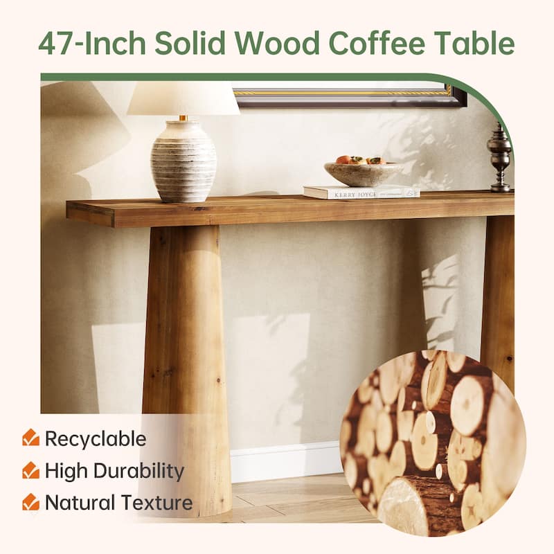 63-Inch Solid Wood Console Table, Long Farmhouse Entryway Table