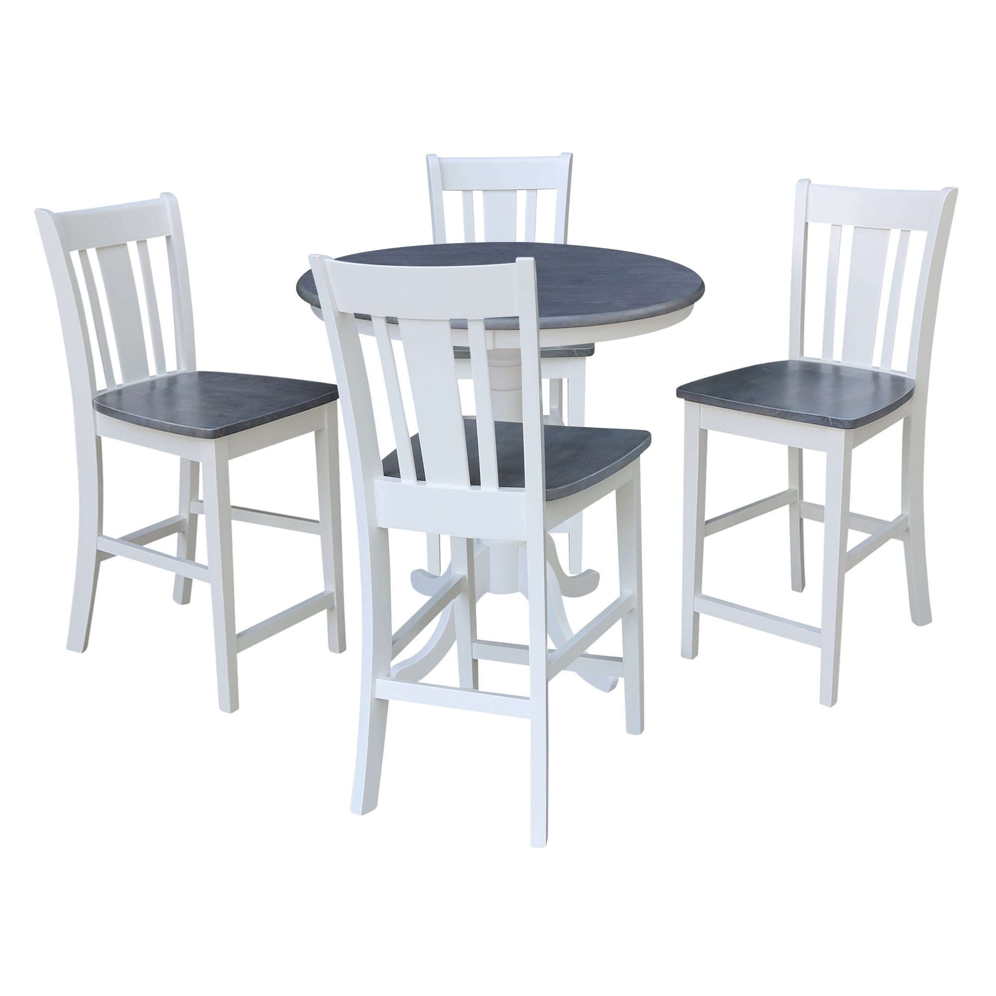 36 in Solid Wood Round Pedestal Gathering Height Dining Table with 4 San Remo Counter Height Stools