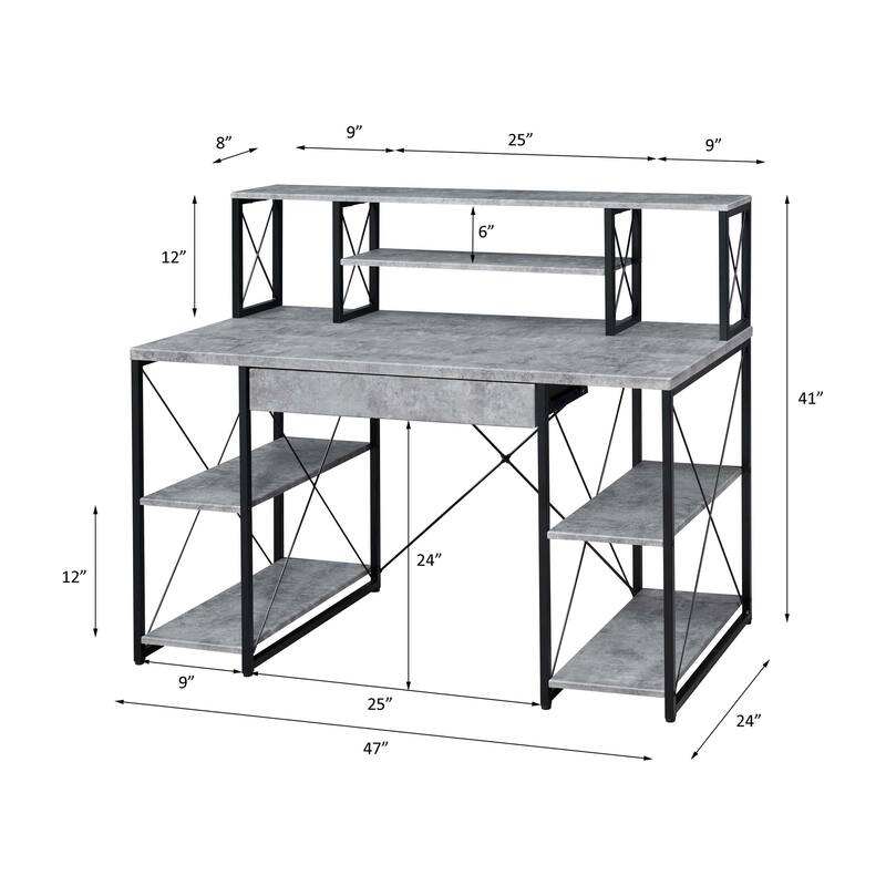 Versatile Modern Writing Desk with Sturdy Construction and Ample Storage - Grey