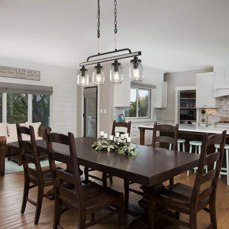 Modern Farmhouse 4-light Mason Jar Kitchen Island Pendant