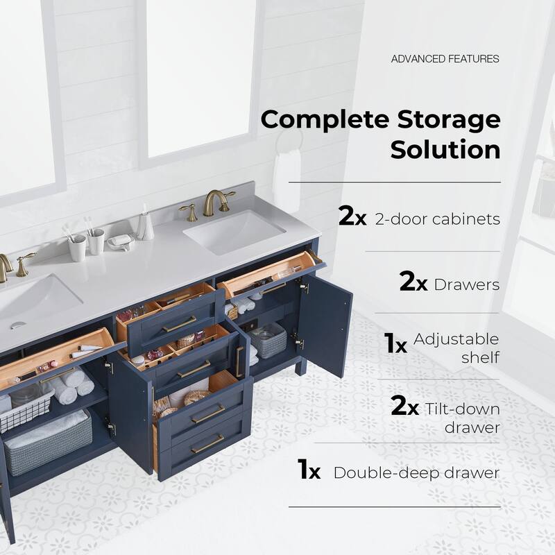 Miseno MV-TAHO72-15VKC Tahoe 72" Free Standing Double Basin Vanity Set