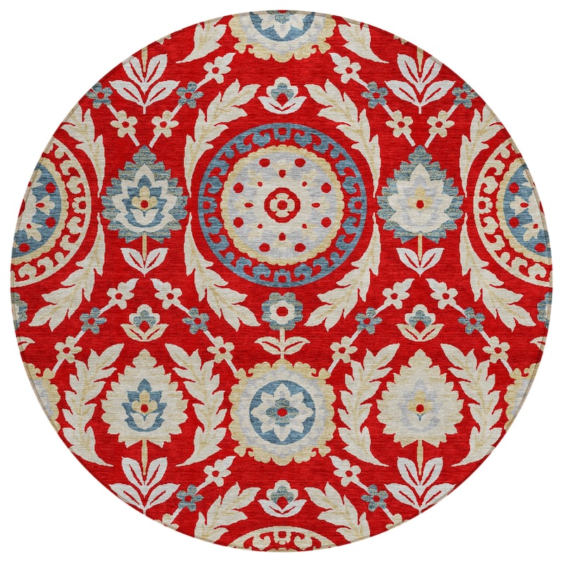 Machine Washable Indoor/ Outdoor Chantille Suzani Boho Rug