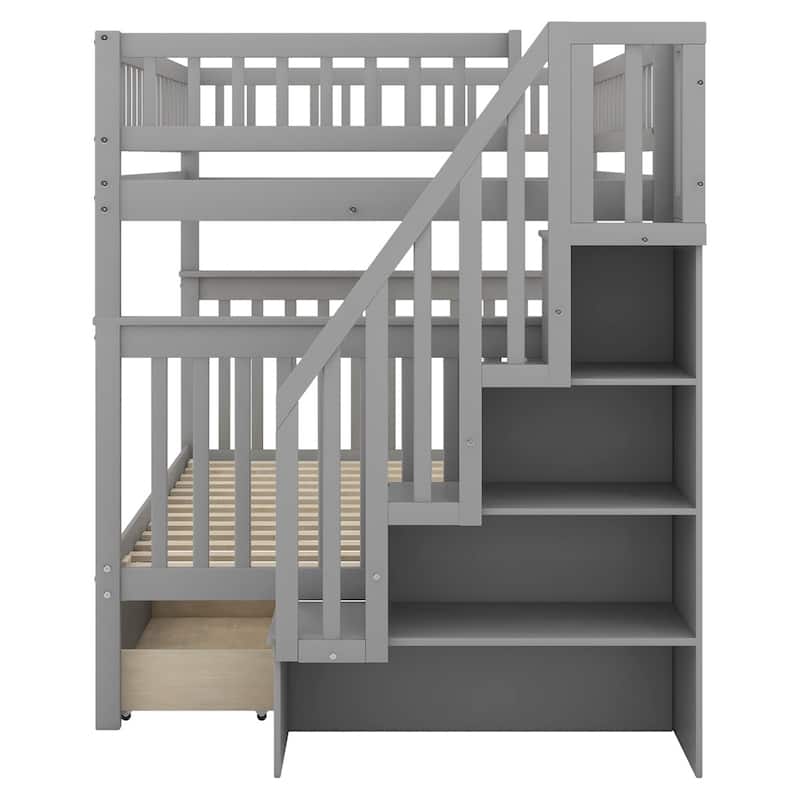 Merax Full over Full Bunk Bed with Two Drawers and Storage