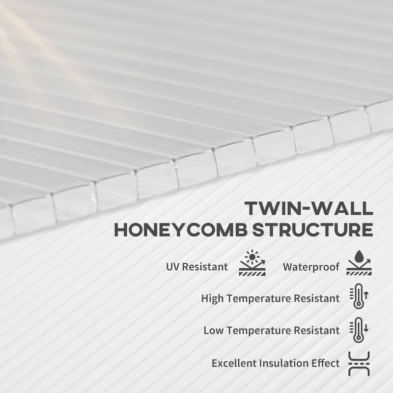 Outsunny 14 Piece Pack of Polycarbonate Greenhouse Panels, 4' x 2' x 0.16" Twin-Wall Polycarbonate Panels