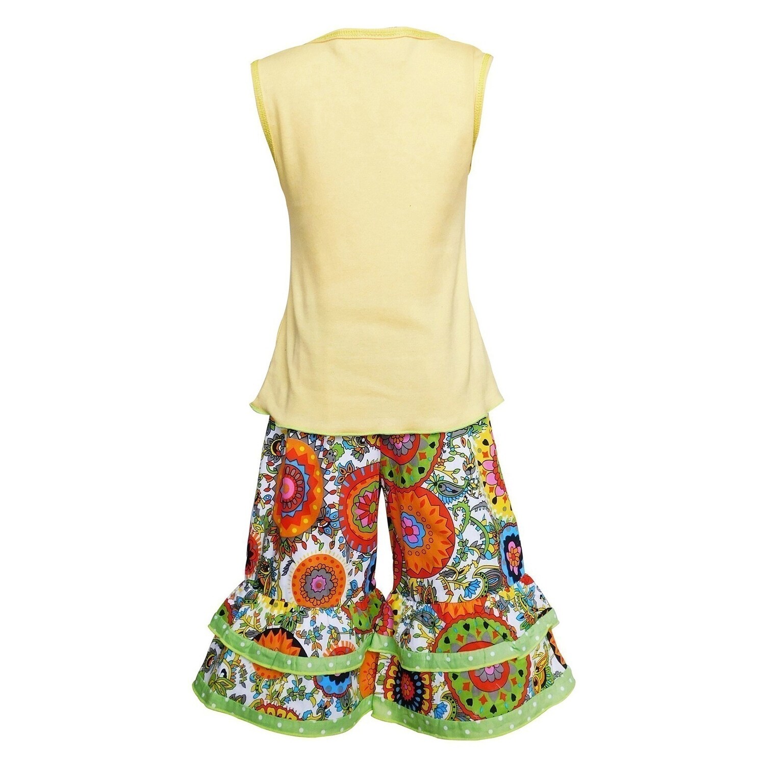 Shop Annloren Girls Yellow Fleur De Lis Floral Capri 2 Pc Clothing