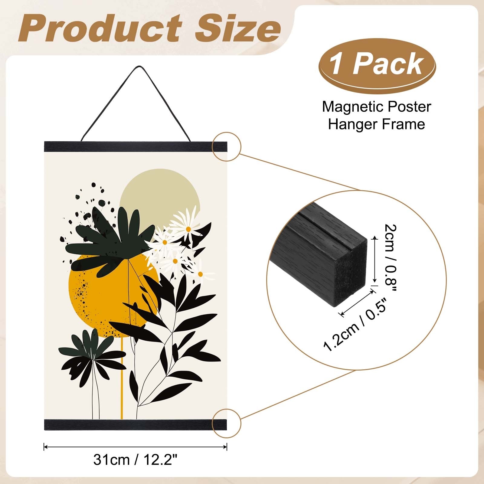 Magnetic Poster Hanger Frame, Wood Artwork Print Poster Hanger Frame Wooden Magnet Canvas for Prints