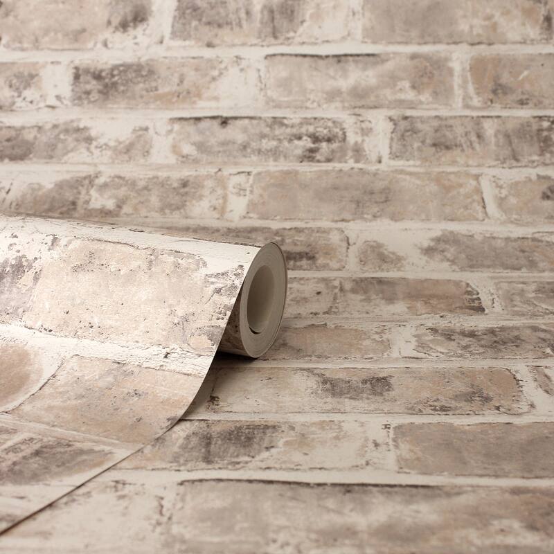 Fine Decor Warrick Taupe Brick Wallpaper - N/A