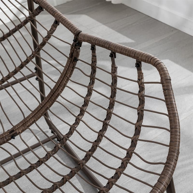 Outdoor Rattan Rocker Chair with Padded Cushion