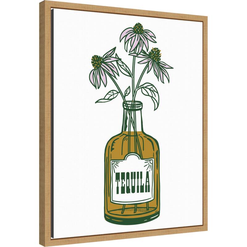Tequila Potted Florals by The Whiskey Ginger Framed Canvas Wall Art Print