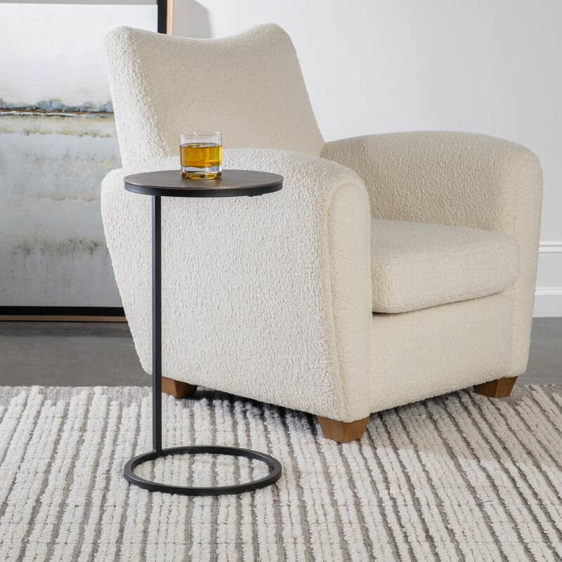 Round Top Textured Side Accent Table - 24" - Gray and Black