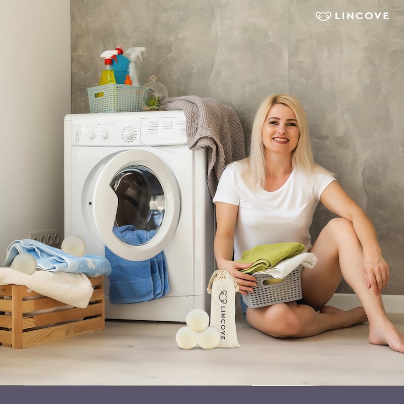 Lincove 100% Organic Wool Dryer Balls - Reusable & Durable, Efficient Drying