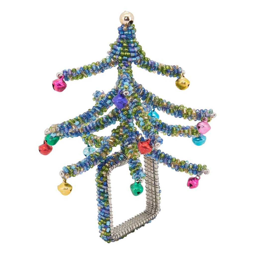 Beaded Napkin Rings With Christmas Tree Design (Set of 4)