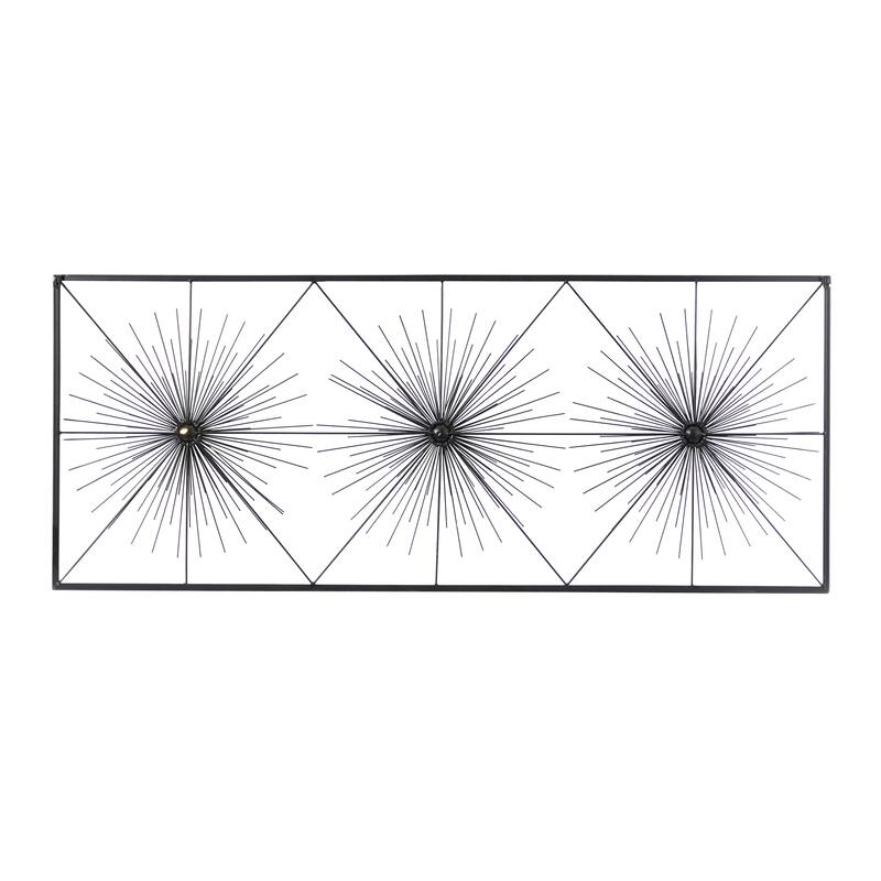 Black Metal Sea Urchin Starburst Wall Decor with Black Frame