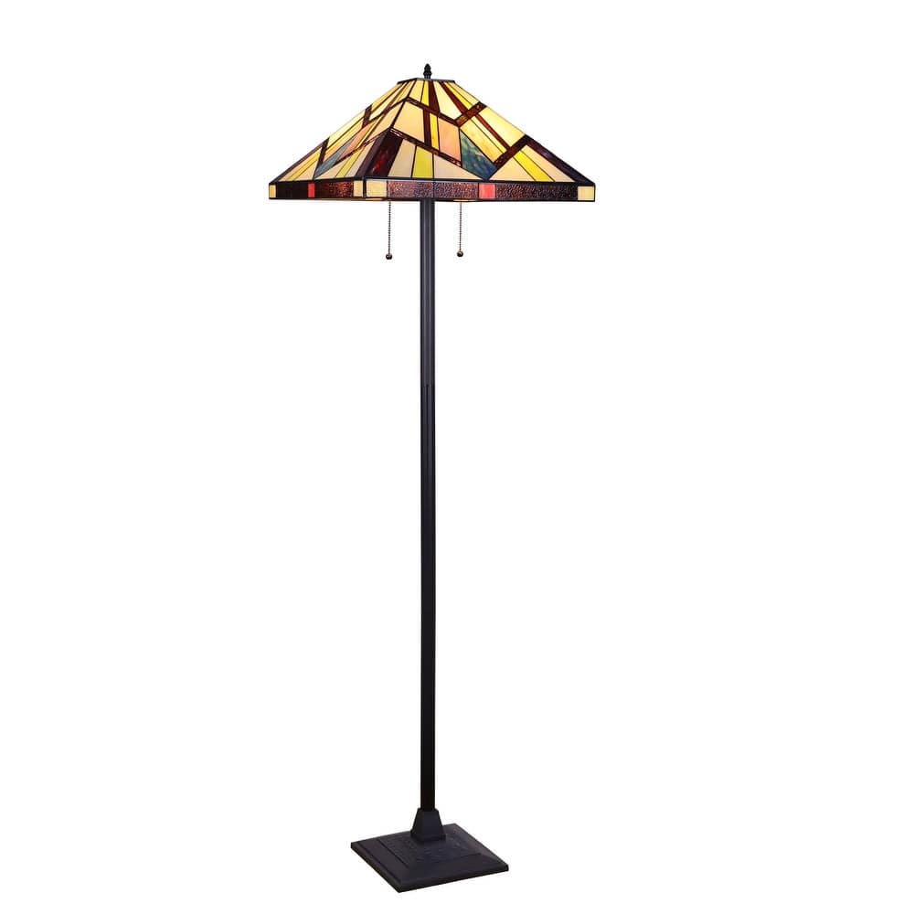 Tiffany-Style Mission Design Blackish Bronze Floor Lamp