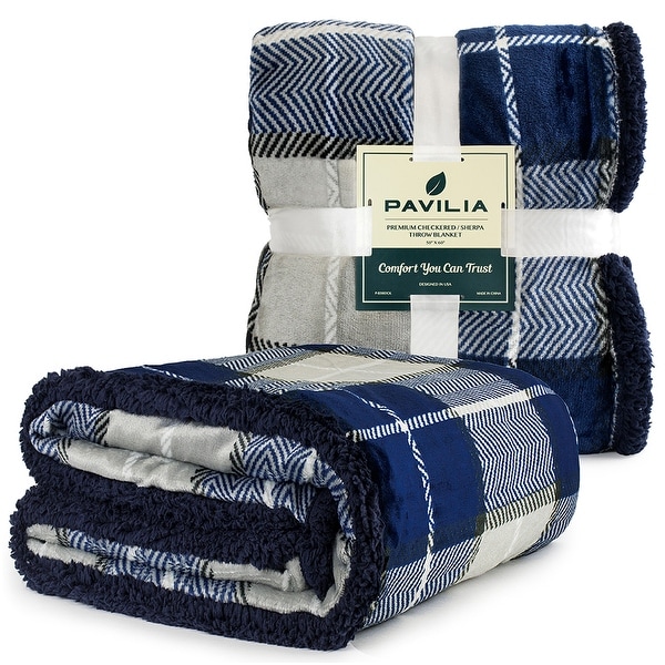 Navy plaid throw new arrivals blanket