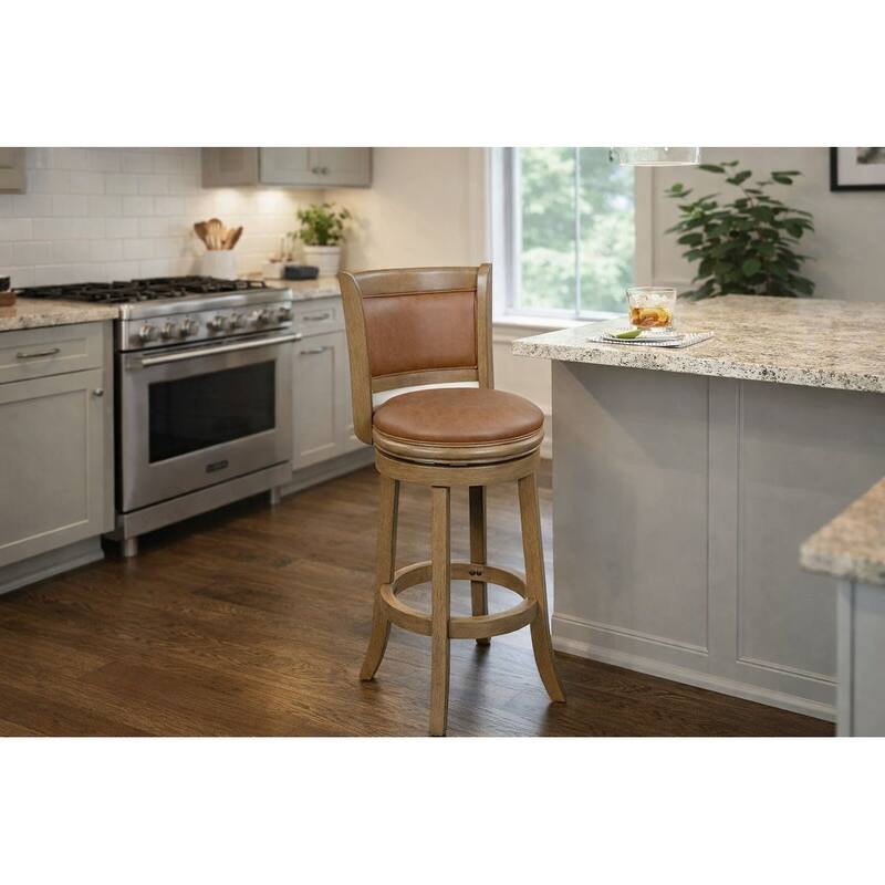 Augusta Wood Upholstered Swivel Counter Barstool