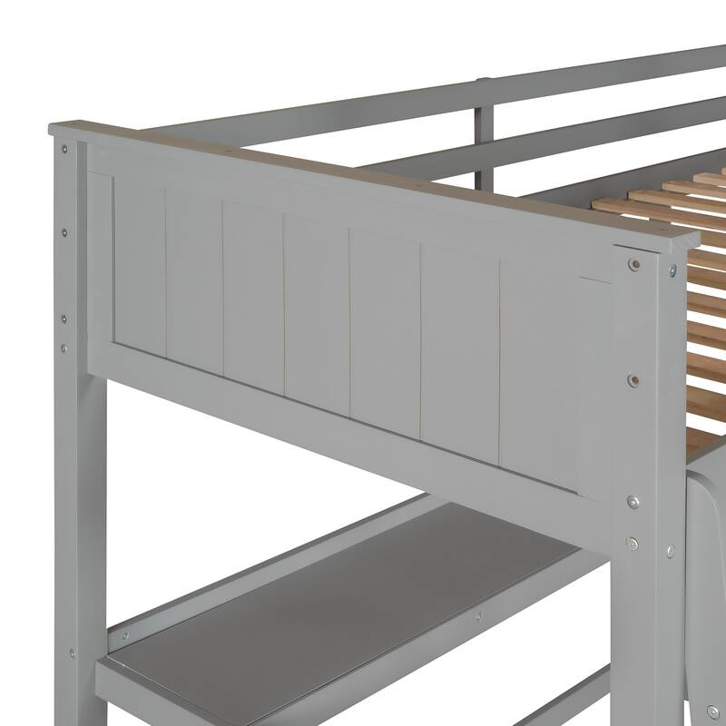 Twin Solid Wood Loft Bed with Drawers and Desk