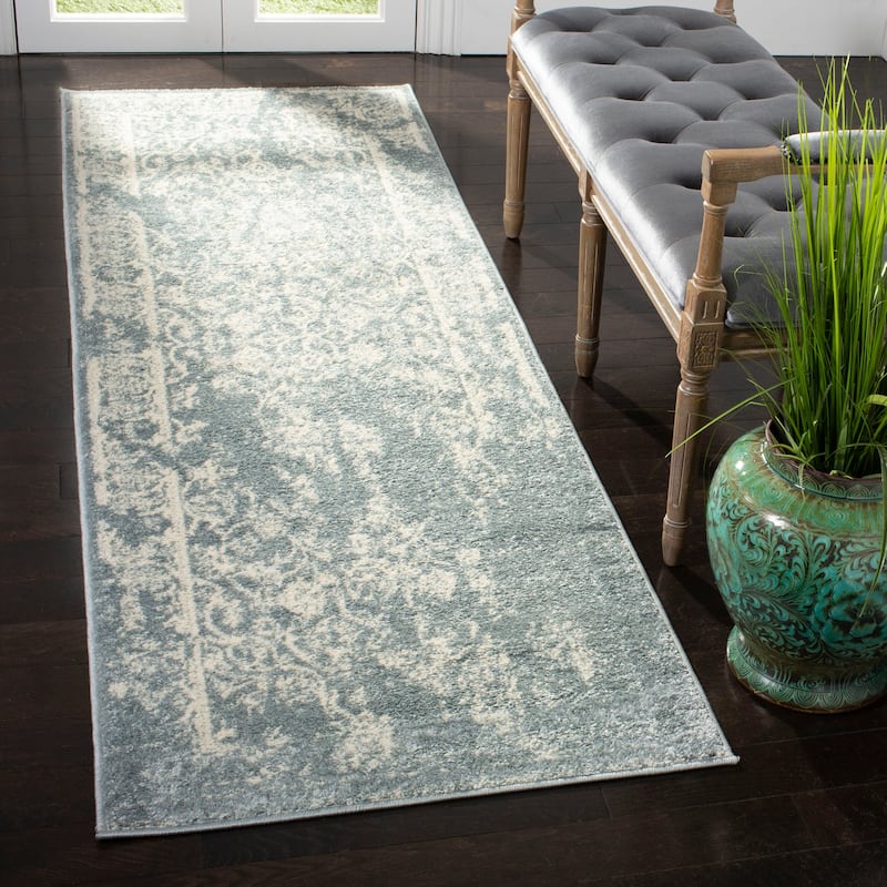 SAFAVIEH Adirondack Sierra Vintage Oriental Distressed Rug - 2'6" x 10' Runner - Slate/Ivory