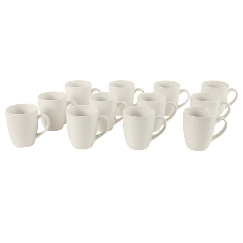 Gibson Home Great Essentials 12 Ounce Porcelain Coffee Mug Set - Cups for Latte, Hot Tea, Cappuccino, Mocha, Espresso, Cocoa - 12oz