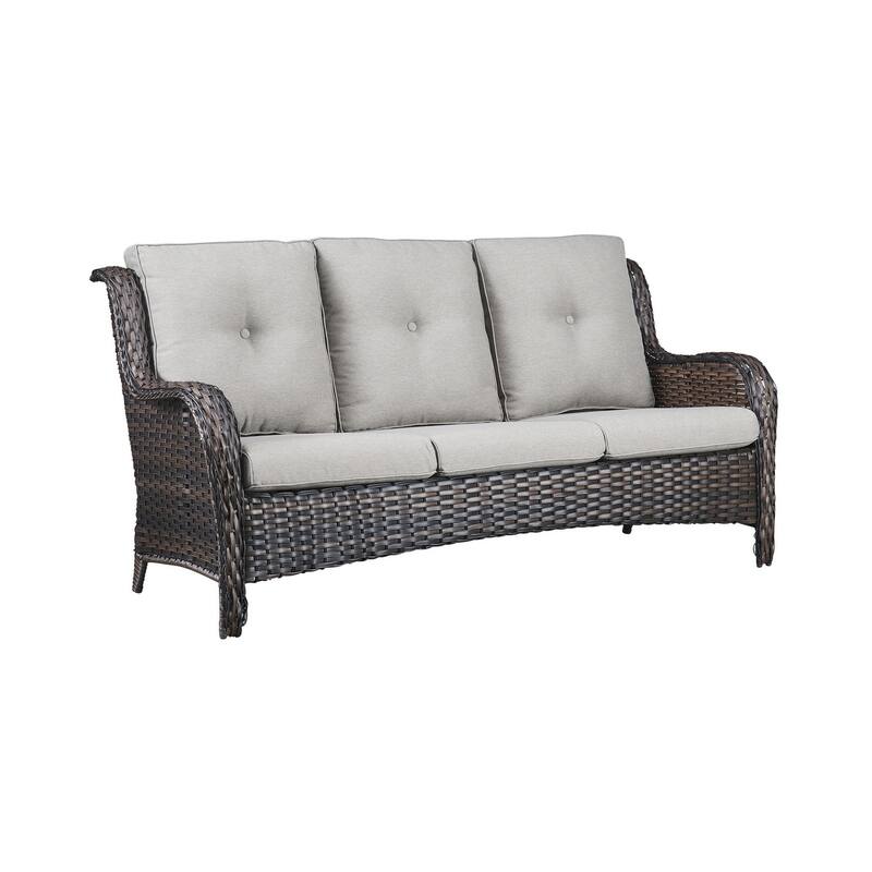 Gymojoy 3-Piece Outdoor Patio High-back Wicker Sectional Ottoman Set