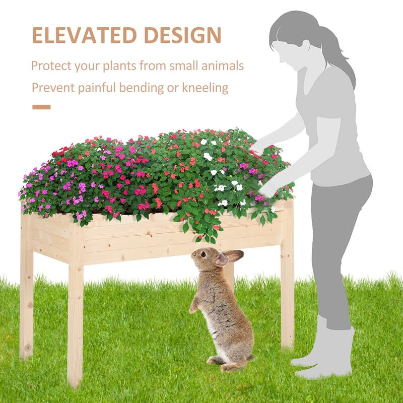 Outsunny 2.8 ft. x 18" Raised Garden Bed Wooden Planter Box for Limited Spaces