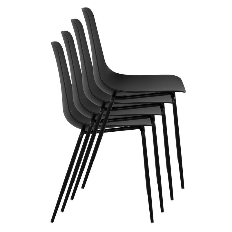 Poly & Bark Isla Stackable Dining Chair (Set of 4) - Ebony Black