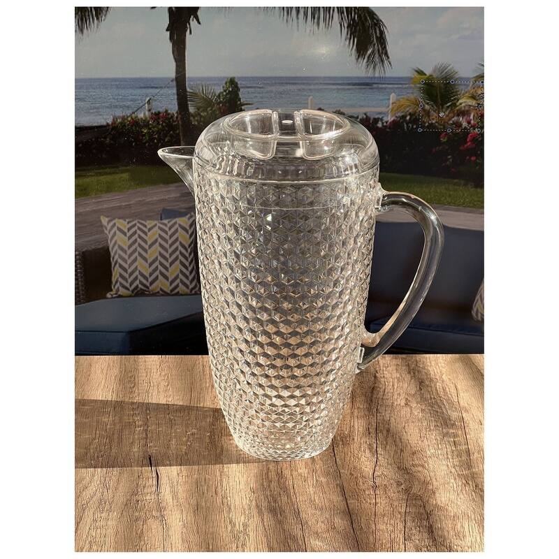 2.5 Quarts Water Pitcher with Lid, Diamond Cut Unbreakable Plastic Pitcher, Drink Pitcher, Juice Pitcher with Spout BPA Free