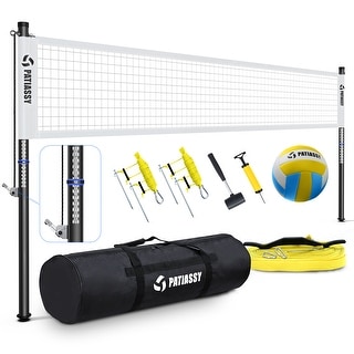 Patiassy 32FT Portable Professional Outdoor Volleyball Net Set with Adjustable Height Aluminum Poles