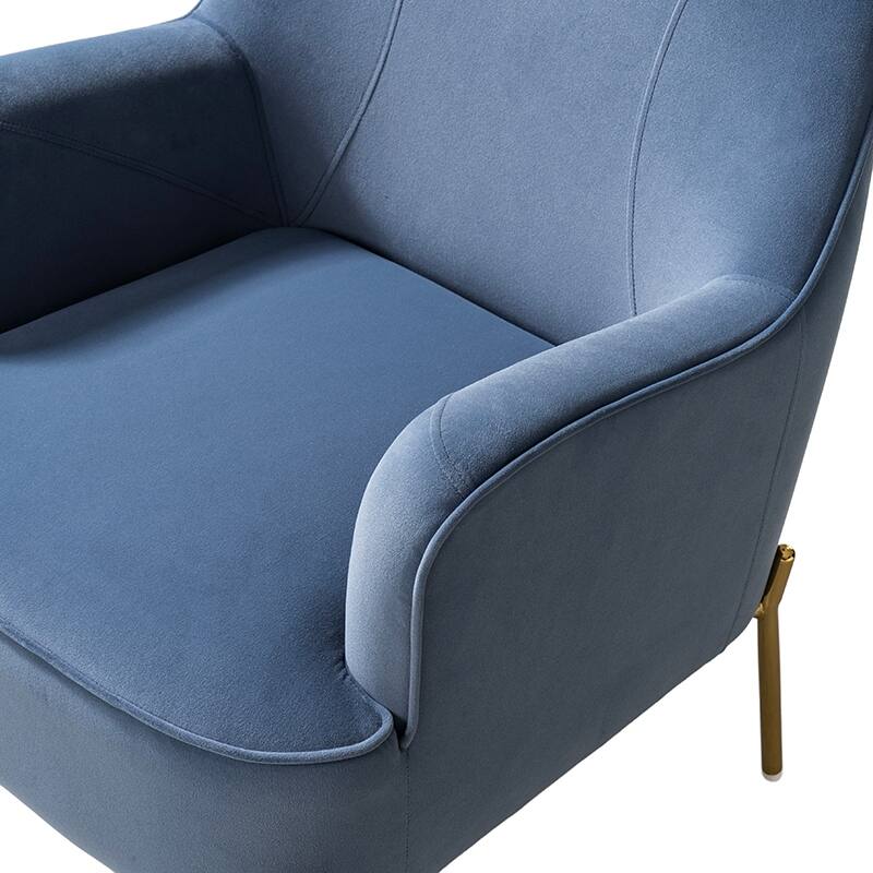 Marina Modern Velvet Accent Chair with Golden Legs Set of 2 by HULALA HOME