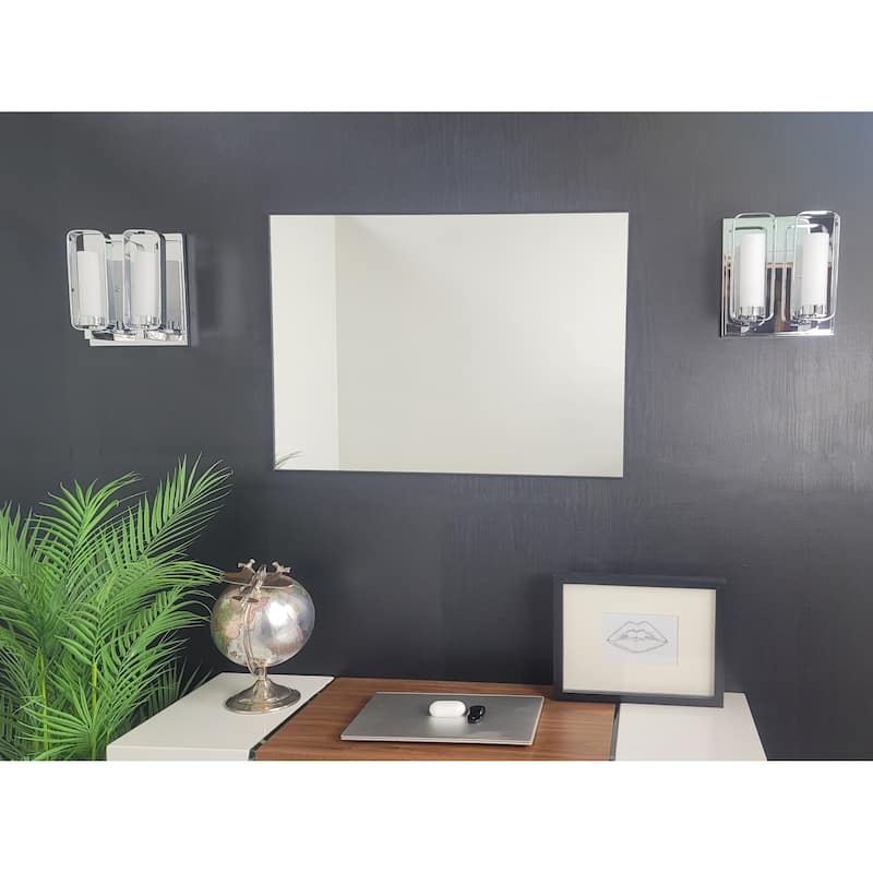 Venta Modern Black Framed Wall Mirror with Dual Mounting Brackets