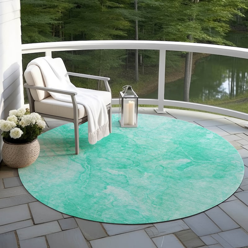 Machine Washable Indoor/ Outdoor Chantille Abstract Watercolor Rug