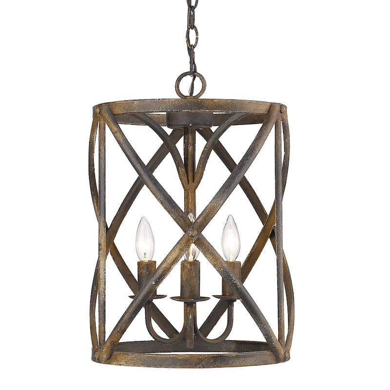 Golden Lighting Alcott 3-light Pendant in Antique Black Iron
