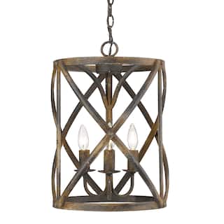 Golden Lighting Alcott 3-light Pendant in Antique Black Iron