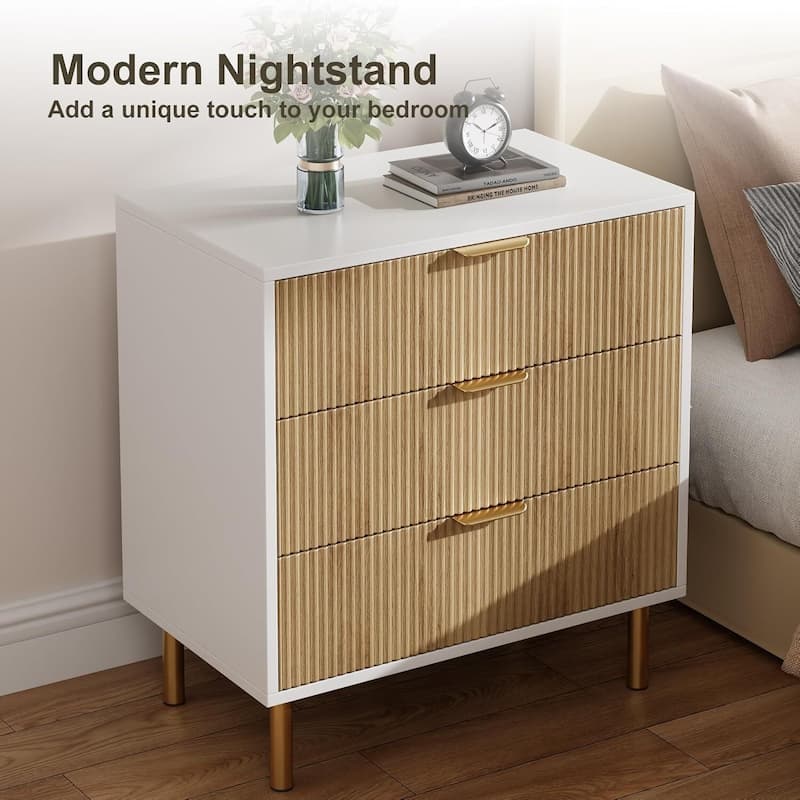 Modern Design 3 Drawer Dresser, Storage Nightstand for Bedroom, Living Room, Closet, Hallway