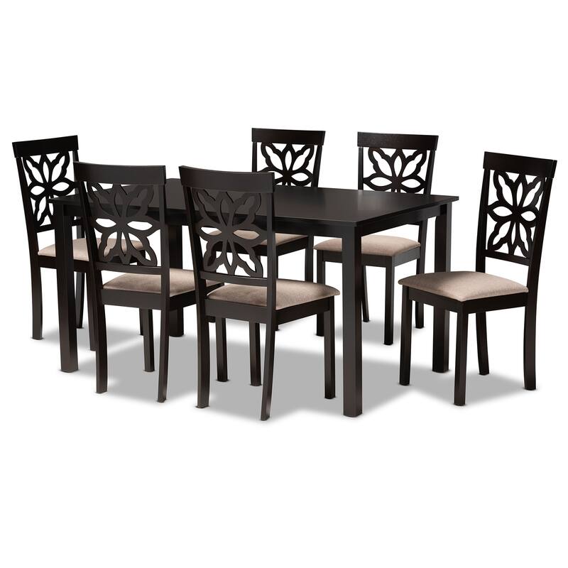 Dallas Modern and Contemporary Wood 7-Piece Dining Set - Beige