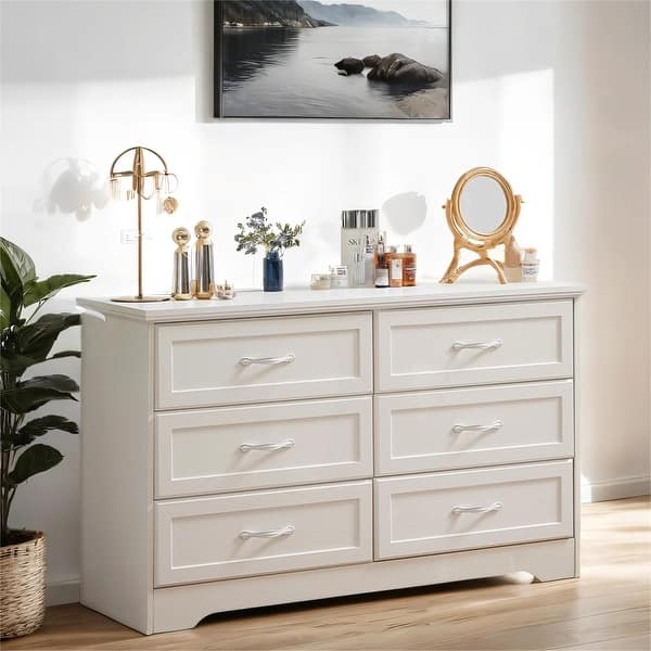 Modern Bedroom Dresser with Metal Pulls and 6 Drawers - Bed Bath & Beyond - 40830057 Modern Bedroom Dresser with Metal Pulls and 6 Drawers - Bed Bath & Beyond - 40830057